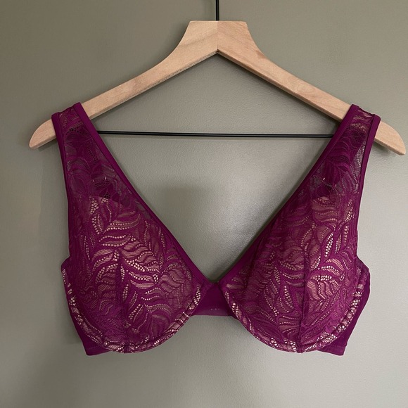 ThirdLove Feather Lace Bra Berry Crush Size 34F Purple Underwire Comfortable - Picture 3 of 16
